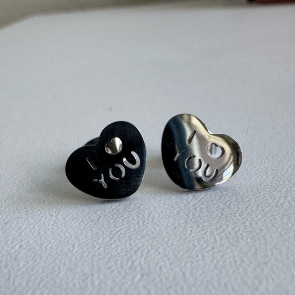 Jewelry - Heart Shaped 'I Love You' Earrings